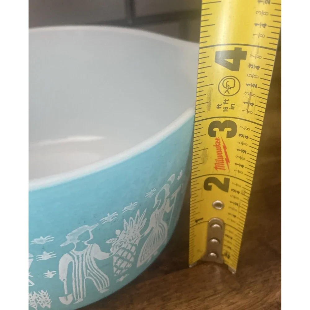 Vintage PYREX #473 Turquoise Blue Amish Butterprint 1 QT Casserole Dish No Lid